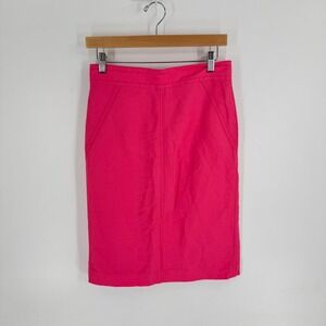 Ann Taylor NWT Hot Pink Linen Blend Pencil Skirt Size 2 Preppy Summer Career